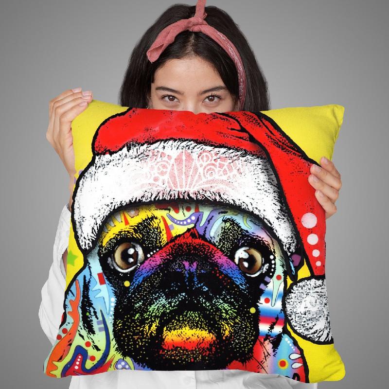 Pug Christmas Edition Throw Pillow By Dean Russo