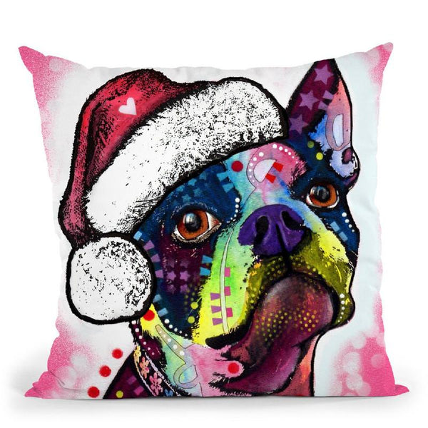 Boston Terrier Christmas Throw Pillow By Dean Russo