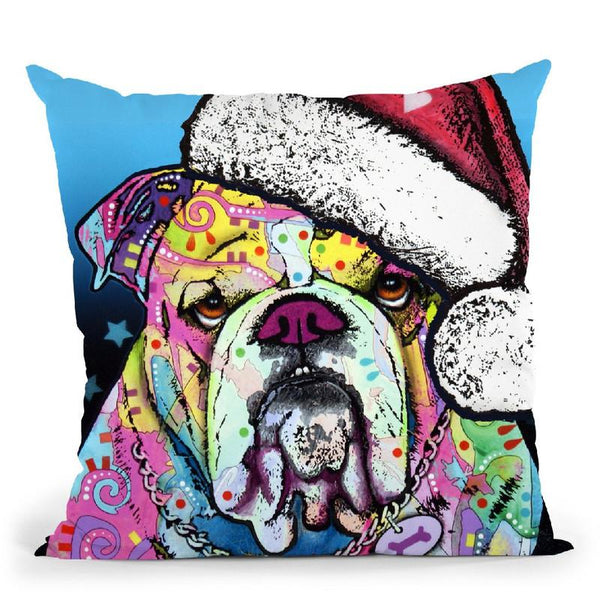 The Bulldog Christmas Throw Pillow By Dean Russo