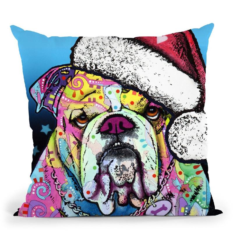 The Bulldog Christmas Throw Pillow By Dean Russo