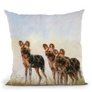 3 African Wild Dogs Throw Pillow By David Stribbling