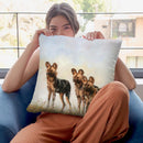3 African Wild Dogs Throw Pillow By David Stribbling