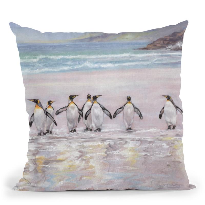 7 Penguins Throw Pillow By David Stribbling