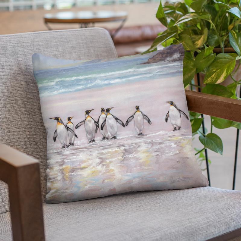 7 Penguins Throw Pillow By David Stribbling