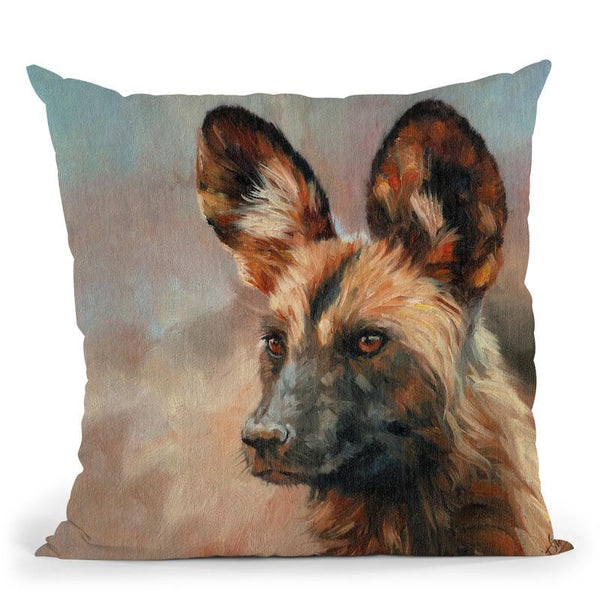 Africa Wild Dog Throw Pillow By David Stribbling