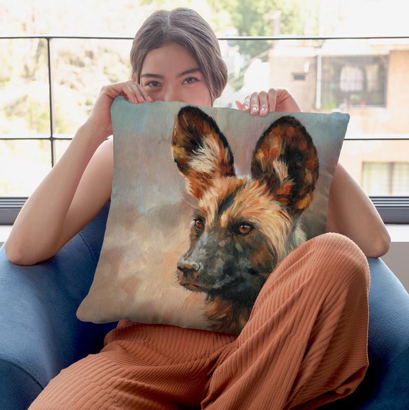 Africa Wild Dog Throw Pillow By David Stribbling