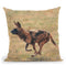 African Wild Dog Running Throw Pillow By David Stribbling