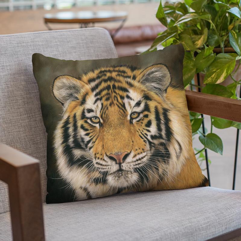Amur Tiger Portrait Throw Pillow By David Stribbling