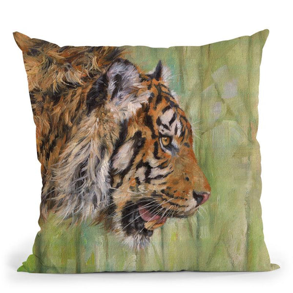 Amur Tiger Profile Throw Pillow By David Stribbling