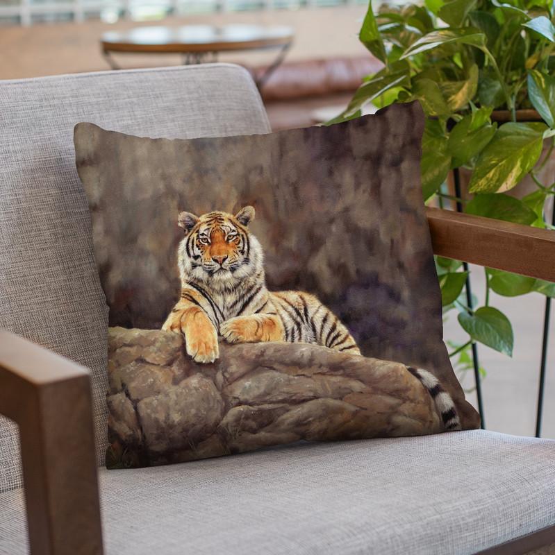 Amur Tiger Rocks Throw Pillow By David Stribbling
