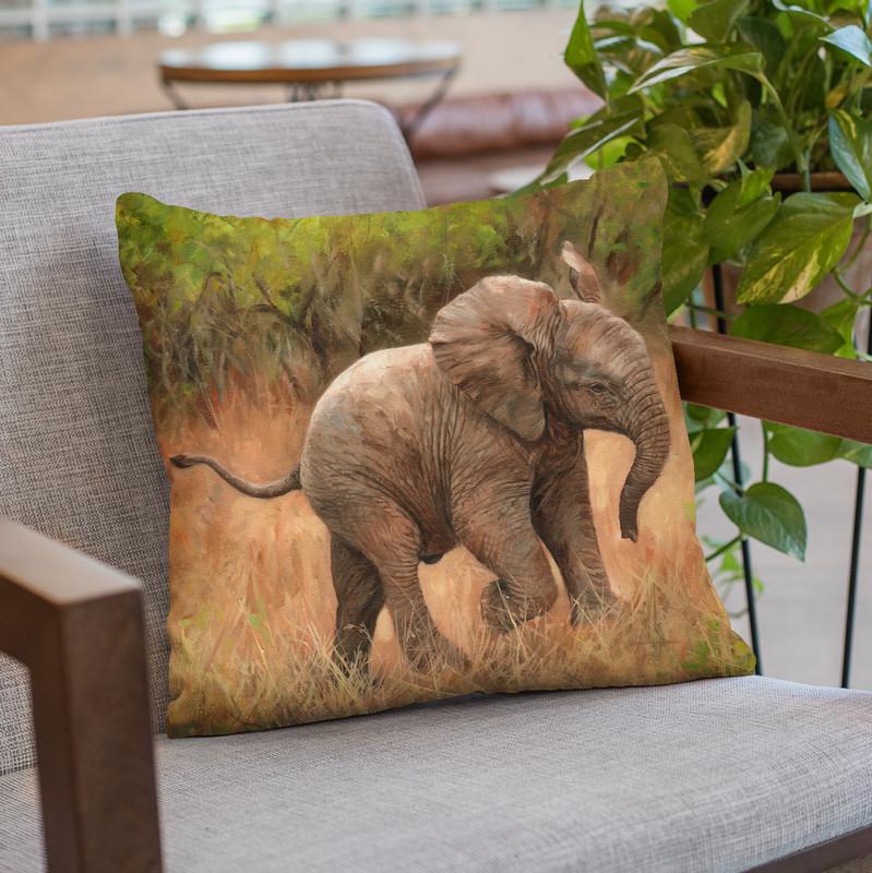 Baby African Elephant Throw Pillow By David Stribbling