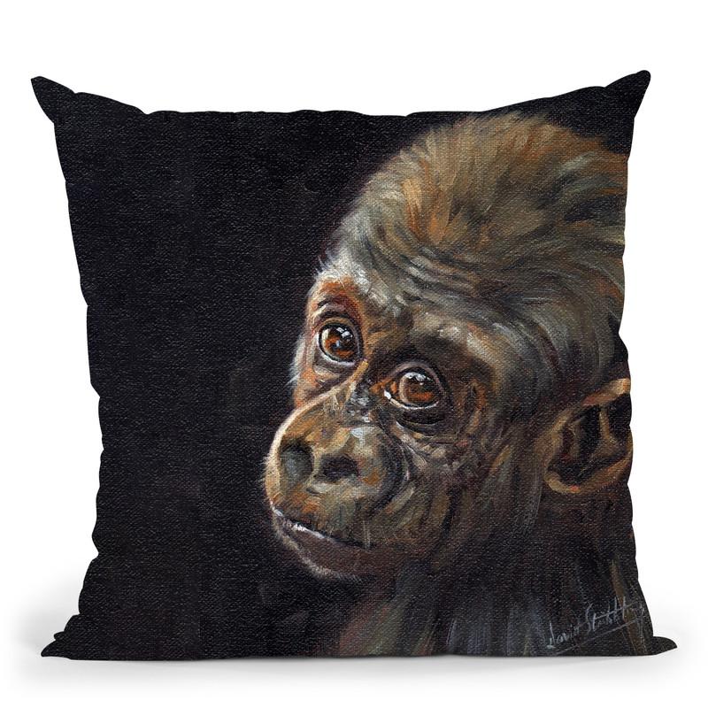 Baby Gorilla Throw Pillow By David Stribbling
