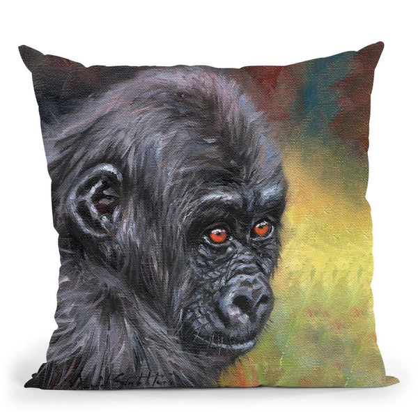 Baby Gorilla I Throw Pillow By David Stribbling