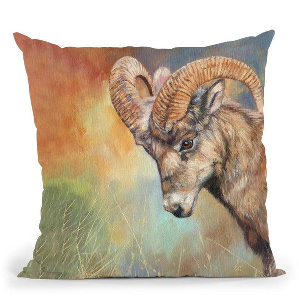 Bighorn Sheep Throw Pillow By David Stribbling