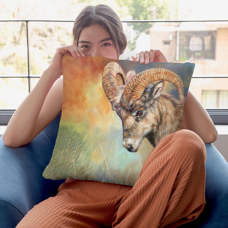 Bighorn Sheep Throw Pillow By David Stribbling