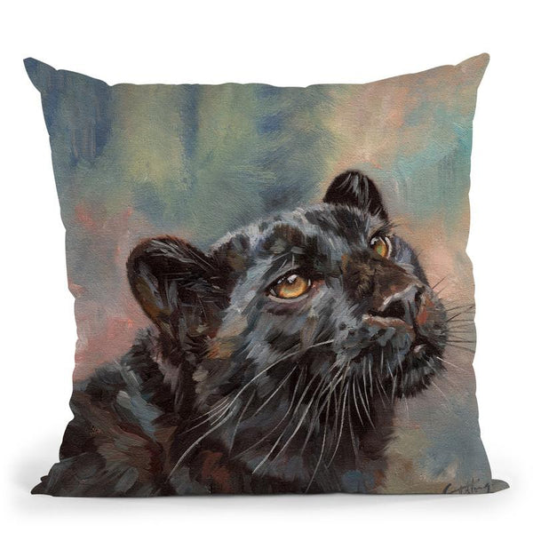 Black Panther Portrait Throw Pillow By David Stribbling