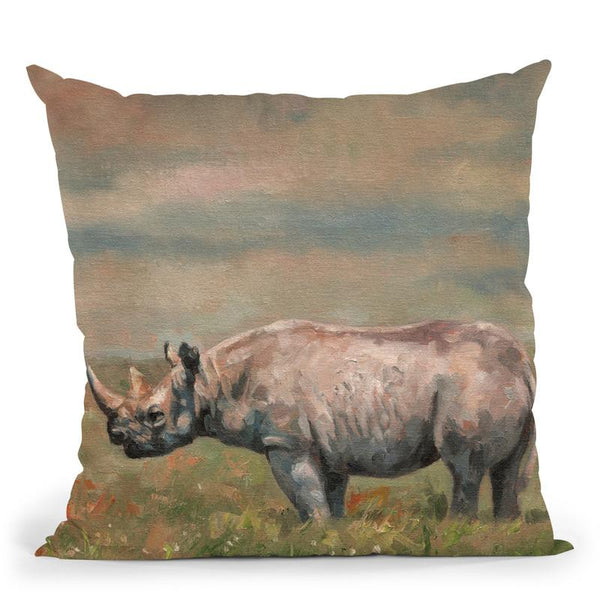 Black Rhino Throw Pillow By David Stribbling
