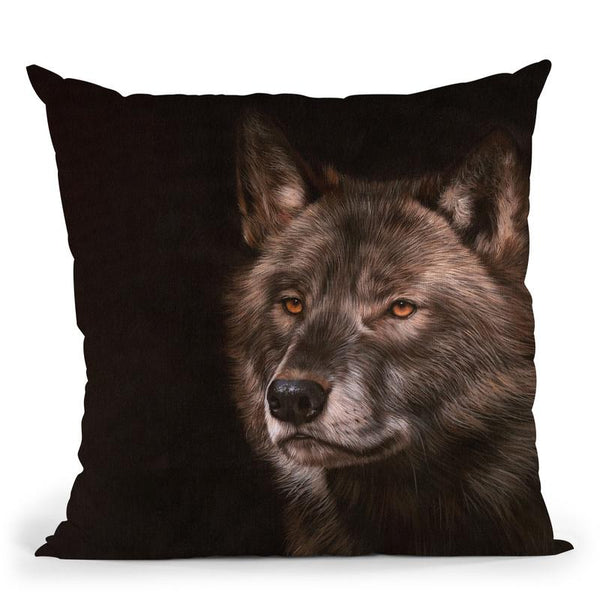 Black Wolf Throw Pillow By David Stribbling