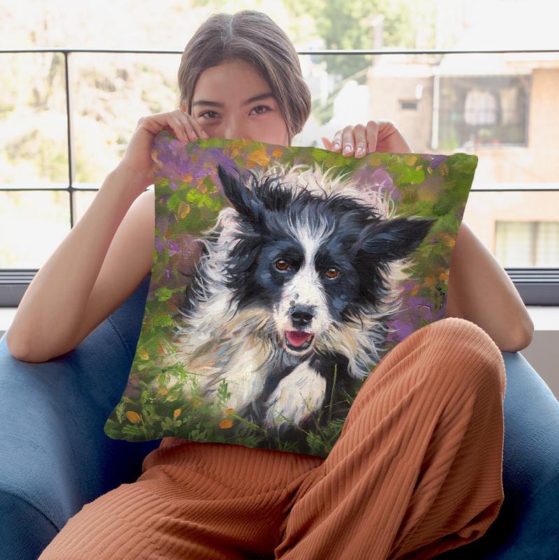 Border Collie Throw Pillow By David Stribbling