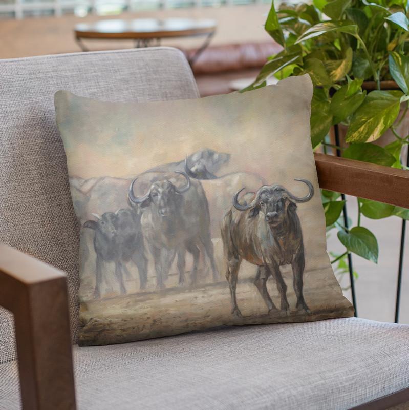 Buffalo Zambia Throw Pillow By David Stribbling