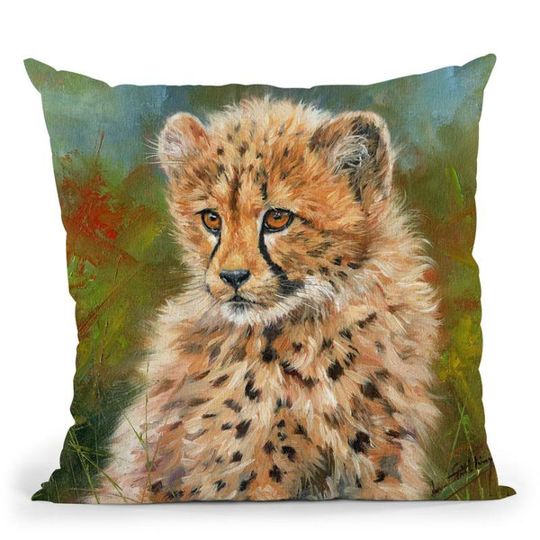 Cheetah Cub Iii Throw Pillow By David Stribbling