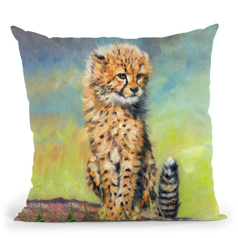 Cheetah Cub I Throw Pillow By David Stribbling