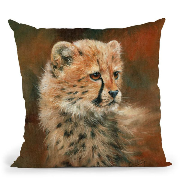 Cheetah Cub Portrait Throw Pillow By David Stribbling
