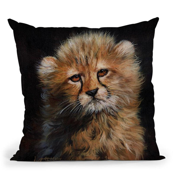 Cheetah Cub Throw Pillow By David Stribbling