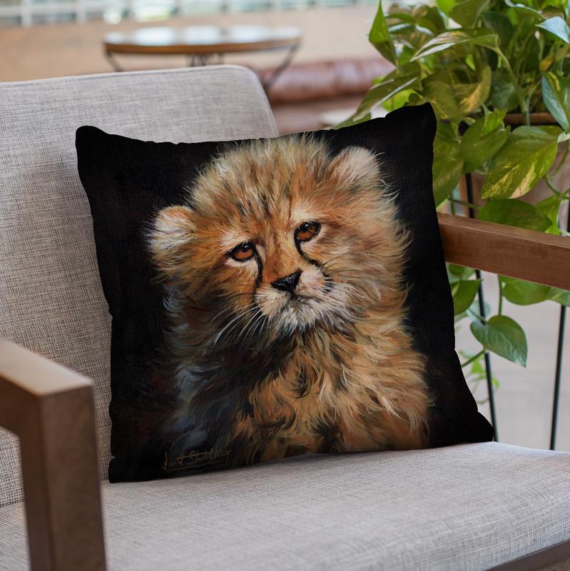 Cheetah Cub Throw Pillow By David Stribbling