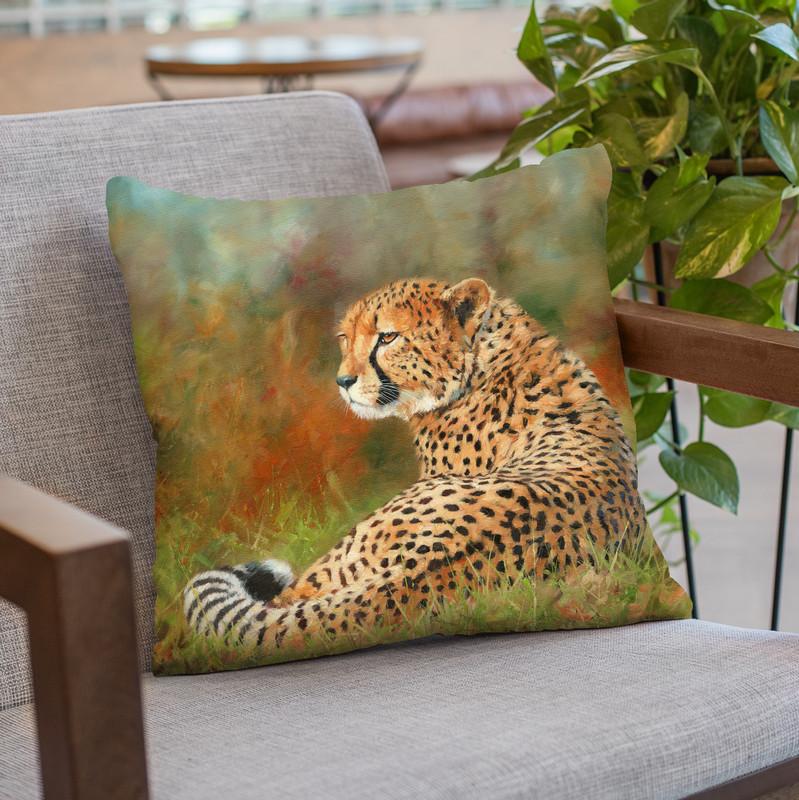 Cheetah Grass Throw Pillow By David Stribbling