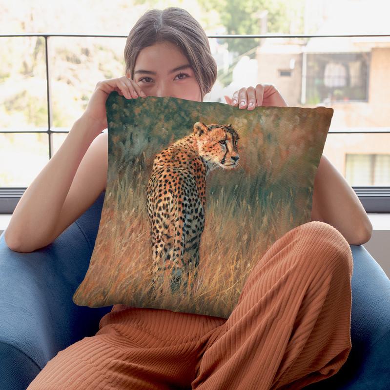 Cheetah Last Light Throw Pillow By David Stribbling