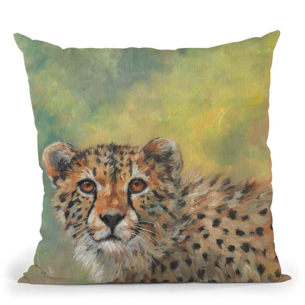 Cheetah Portrait Throw Pillow By David Stribbling
