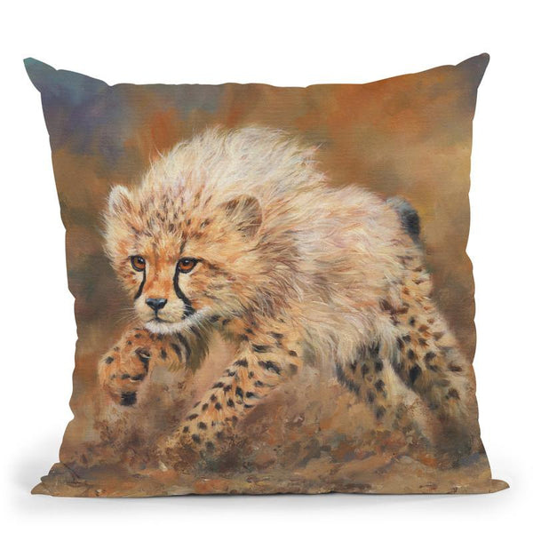 Cheetah Dust Throw Pillow By David Stribbling