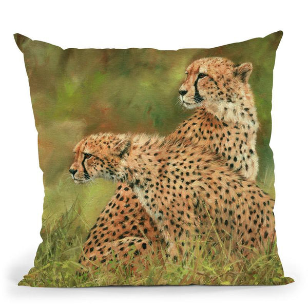 Cheetahs Throw Pillow By David Stribbling