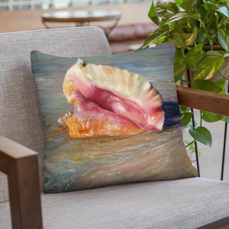 Conch Shell Throw Pillow By David Stribbling