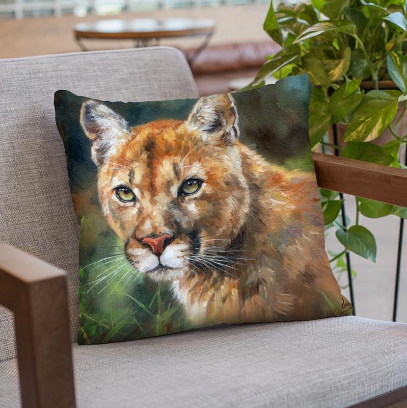 Cougar Cat Throw Pillow By David Stribbling