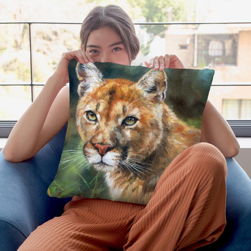 Cougar Cat Throw Pillow By David Stribbling