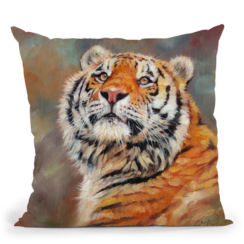 Curious Tiger Throw Pillow By David Stribbling
