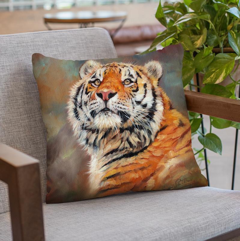 Curious Tiger Throw Pillow By David Stribbling