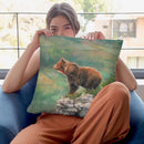 European Brown Bear Throw Pillow By David Stribbling