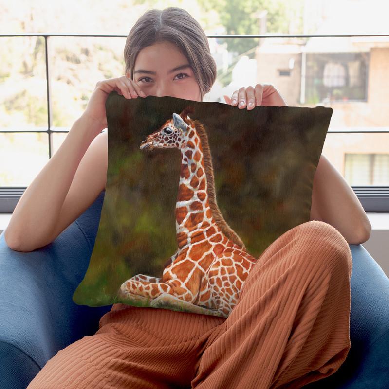 Giraffe Resting Throw Pillow By David Stribbling