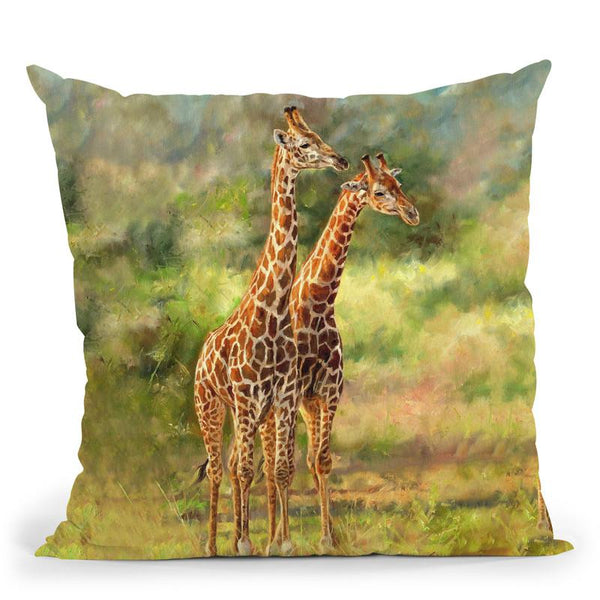 Giraffes Throw Pillow By David Stribbling