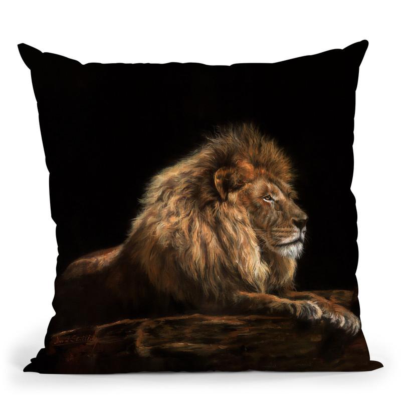 Golden Lion Throw Pillow By David Stribbling