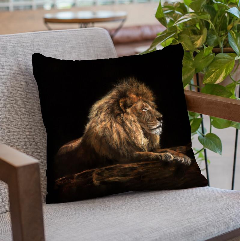 Golden Lion Throw Pillow By David Stribbling