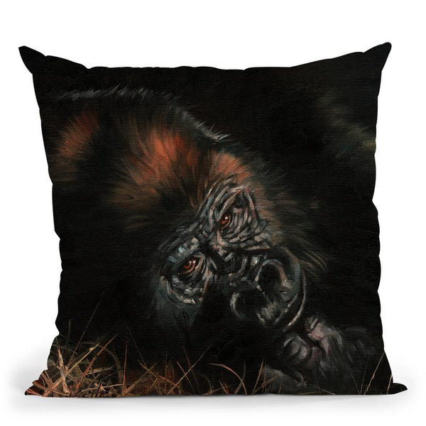 Gorilla I Throw Pillow By David Stribbling