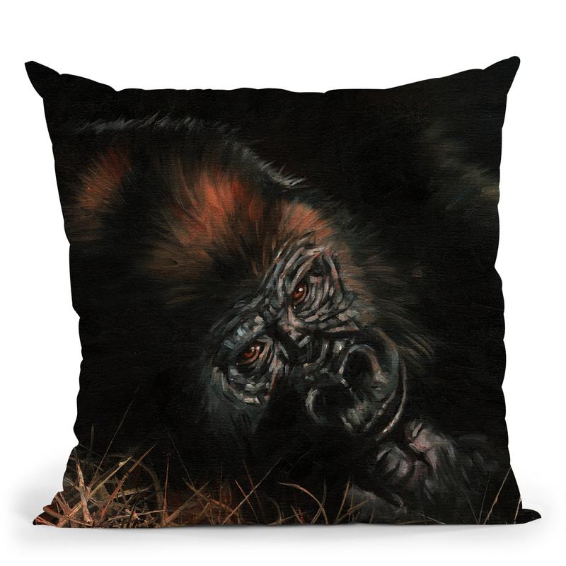 Gorilla I Throw Pillow By David Stribbling