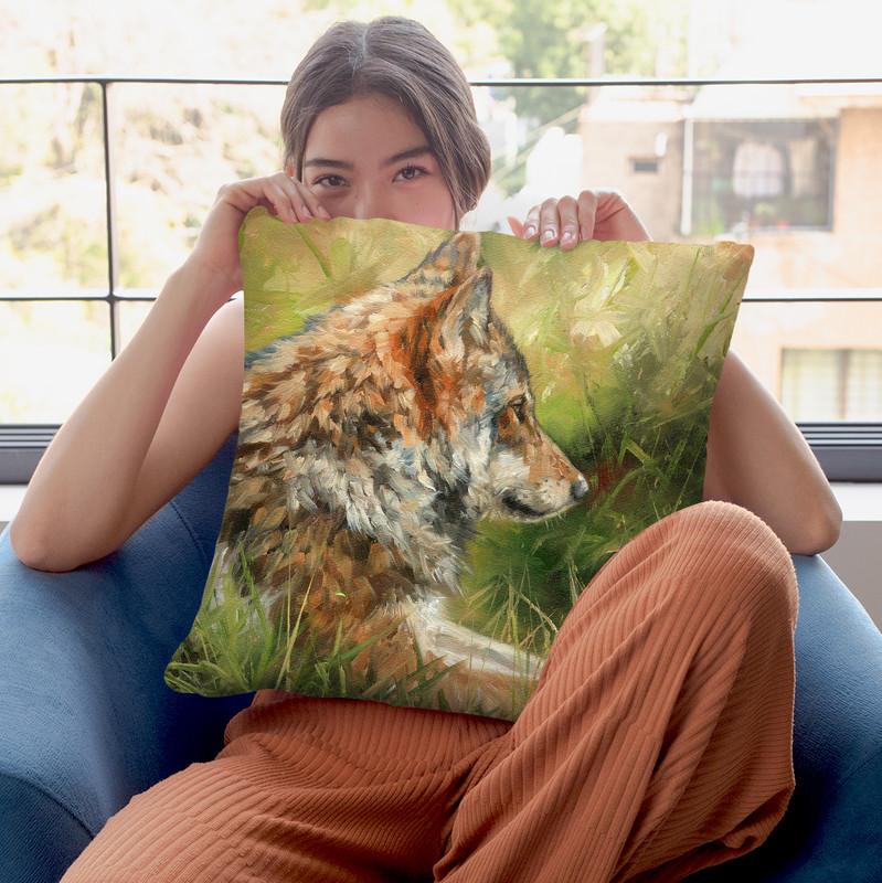 Grey Wolf Study Throw Pillow By David Stribbling