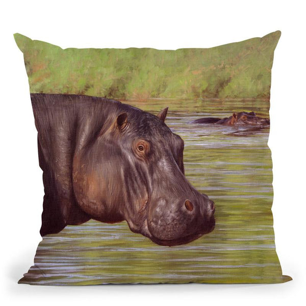 Hippo Throw Pillow By David Stribbling