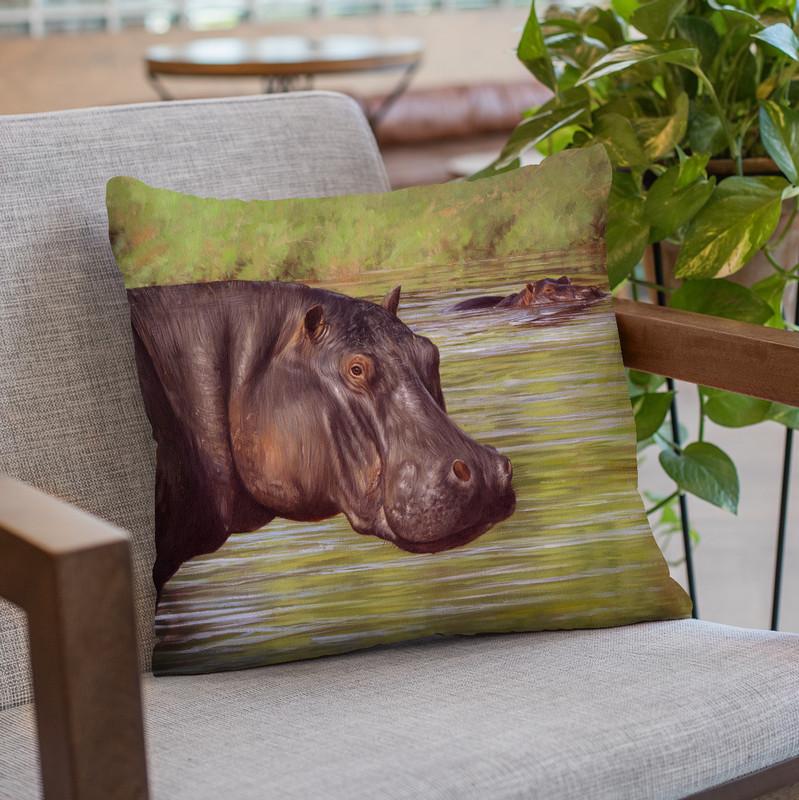 Hippo Throw Pillow By David Stribbling