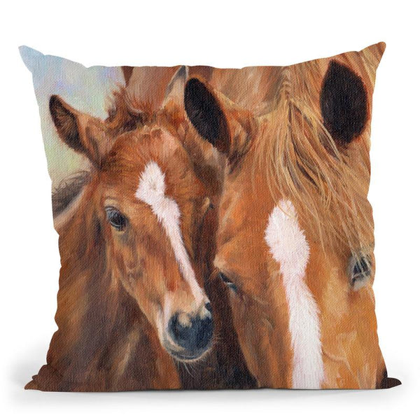 Horse And Foal Throw Pillow By David Stribbling